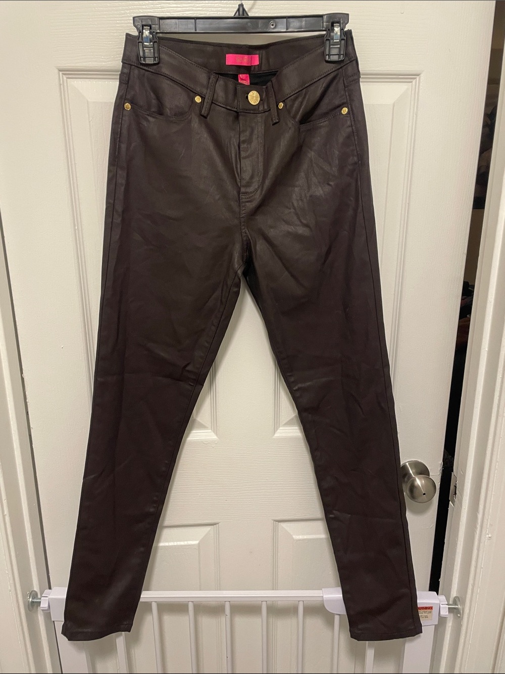 Lilly Pulitzer Men's Skinny Jeans in Dark Brown with Gold Hardware